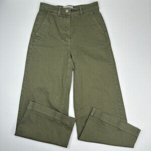 Everlane Women’s Kalamata Green The Wide-Leg Crop Luxury Pant 2/W27/L26